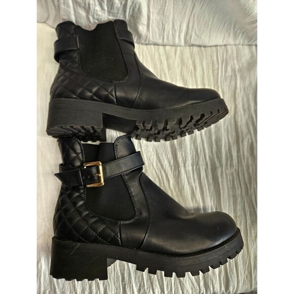 Joe Boxer Womens Pull On Chunky Ankle Boots Black Sz 9 Vegan Pleather - Picture 6 of 8